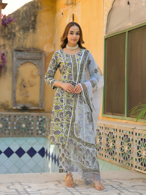 DIVENA Floral Print Kurta, Trouser/Pant & Dupatta Set
