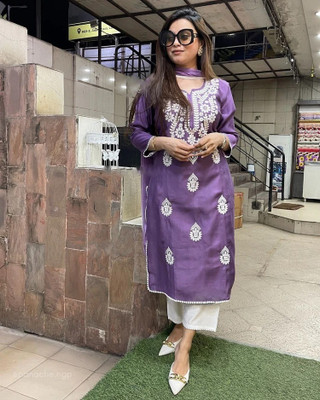 HOUSE OF COMMON Embroidered Kurta, Trouser/Pant & Dupatta Set