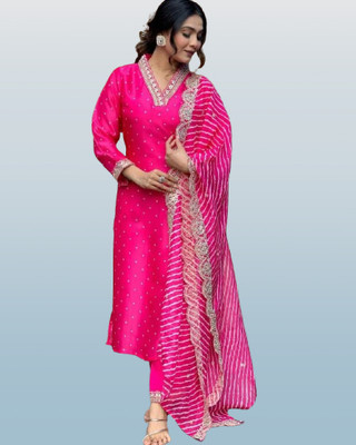 Firewave Embroidered Kurta, Trouser/Pant & Dupatta Set
