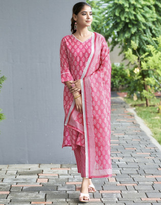 Tasrika Printed, Embellished Kurta, Salwar & Dupatta Set