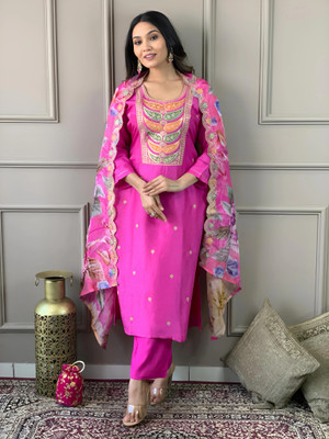 Tylissa Embroidered Kurta, Trouser/Pant & Dupatta Set