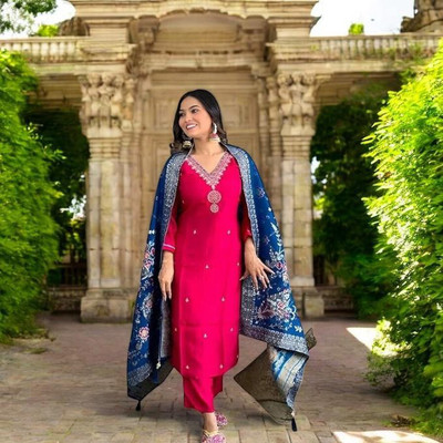 Radhesam fashion Embroidered Anarkali Kurta, Bottom & Dupatta Set