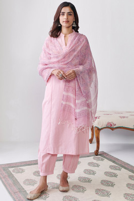 Mahavir Creation Embroidered Kurta, Dhoti Pant & Dupatta Set