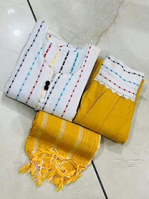 LineaWear Striped, Printed Kurta, Salwar & Dupatta Set