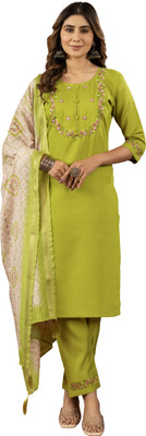 KRISHNA FASHION Embroidered Kurta, Trouser/Pant & Dupatta Set