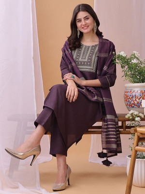 Hritika Embroidered, Embellished Kurta, Trouser/Pant & Dupatta Set