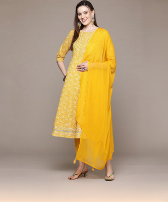 Readiprint Fashions Printed Kurta, Palazzo & Dupatta Set
