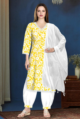 RIYCREATION Women Kurti Patiala Attached Dupatta Set