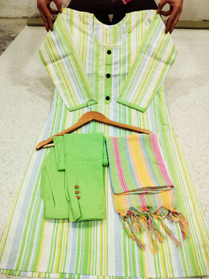 SHALIMAR Striped Kurta, Trouser/Pant & Dupatta Set