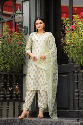 JAPNAAM Embroidered Kurta, Trouser/Pant & Dupatta Set