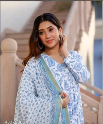 ALIEF COLLECTION Printed Anarkali Kurta, Bottom & Dupatta Set