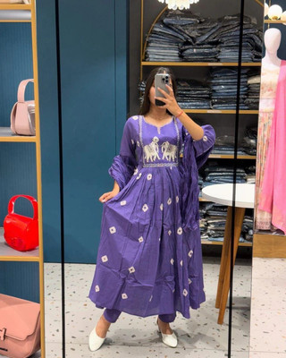 Elbwear Printed Kurta, Palazzo & Dupatta Set