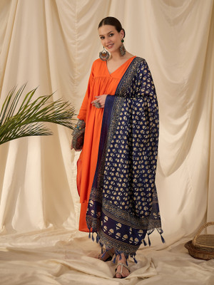 InWeave Solid Kurta, Palazzo & Dupatta Set