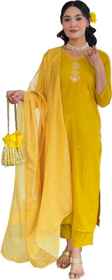 DM MART Solid Kurta, Salwar & Dupatta Set