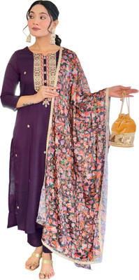 Tective Embroidered Kurta, Salwar & Dupatta Set