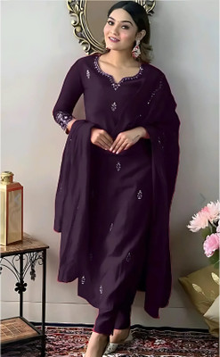 KPRUDRAKSH Embroidered Kurta, Dhoti Pant & Dupatta Set