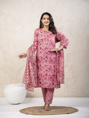 dkm creations Printed Kurta, Trouser/Pant & Dupatta Set