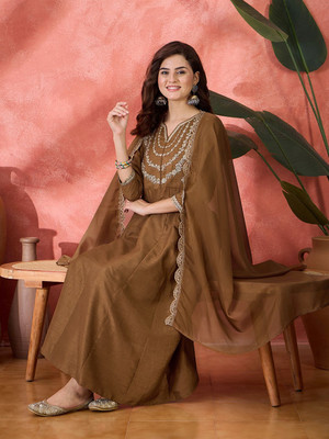 Sangria Embroidered Kurta, Trouser/Pant & Dupatta Set