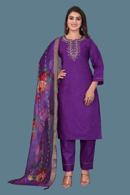 FARHATFASHION Embroidered Kurta, Trouser/Pant & Dupatta Set