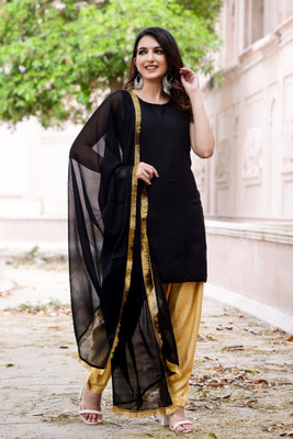 vakratunda Solid Kurta, Patiala & Dupatta Set