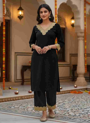 MS CREATIONS Solid Kurta, Trouser/Pant & Dupatta Set