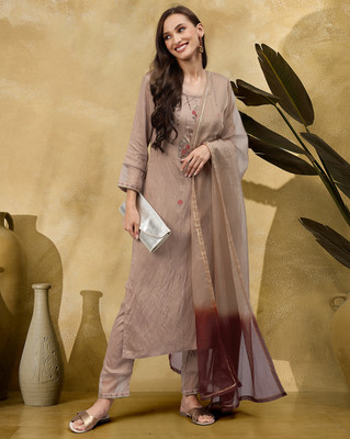 Tasrika Embroidered Kurta, Trouser/Pant & Dupatta Set
