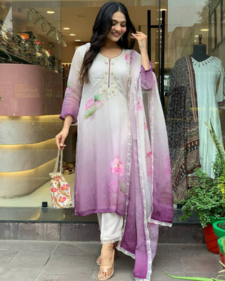 Vaidehi Fashion Embroidered Kurta, Trouser/Pant & Dupatta Set