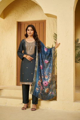 DKT TRENDZ Embroidered Kurta, Salwar & Dupatta Set
