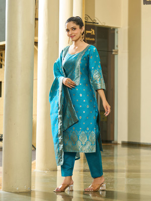 Zoesir Woven Kurta, Churidar & Dupatta Set