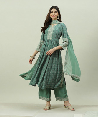 BIBA Printed Kurta, Trouser/Pant & Dupatta Set