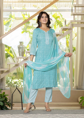 Hariyali Printed Kurta, Trouser/Pant & Dupatta Set