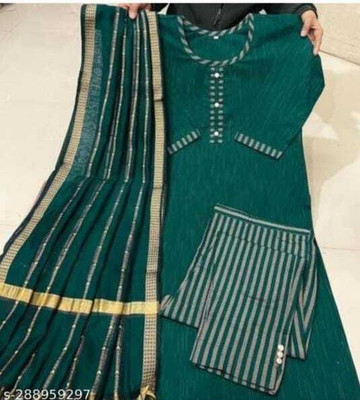 kurtuui Solid Kurta, Palazzo & Dupatta Set