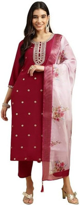 J4 Fab Embroidered Kurta, Trouser/Pant & Dupatta Set