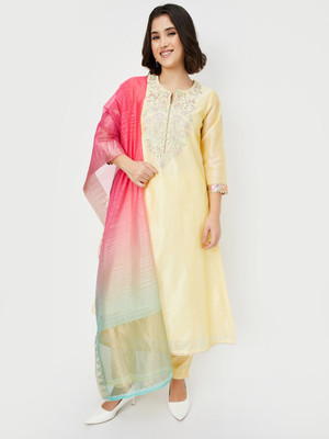 MAX Self Design Kurta, Trouser/Pant & Dupatta Set