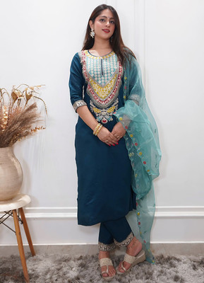 VredeVogel Embroidered Kurta, Trouser/Pant & Dupatta Set