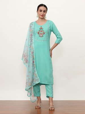Jaipur Kurti Floral Print Kurta, Trouser/Pant & Dupatta Set