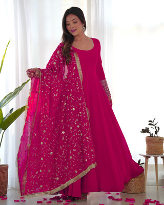 CULTISE QUEEN Solid Anarkali Kurta, Bottom & Dupatta Set