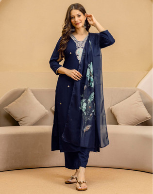 Skylee Embroidered Kurta, Salwar & Dupatta Set