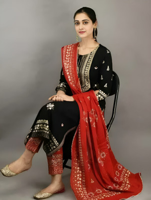 HOUSE OF COMMON Printed Kurta, Palazzo & Dupatta Set