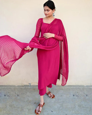 NoorFashion Solid Kurta, Trouser/Pant & Dupatta Set