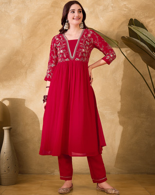 SheWill Embroidered Kurta, Trouser/Pant & Dupatta Set