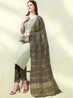 vedu Embroidered Kurta, Palazzo & Dupatta Set