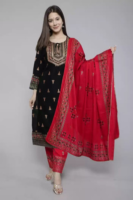 THE Z KARA Printed Kurta, Palazzo & Dupatta Set