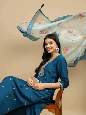 CLIW Embroidered Kurta, Trouser/Pant & Dupatta Set