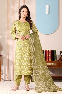 Satrangi Vastra Floral Print Kurta, Trouser/Pant & Dupatta Set