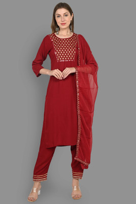 Moda Rapido Embroidered Kurta, Trouser/Pant & Dupatta Set