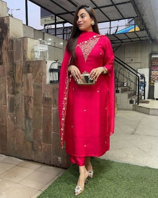 Yipsy Fashion Embroidered Kurta, Palazzo & Dupatta Set