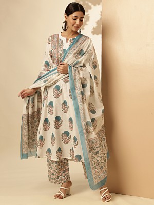 VBUYZ Floral Print Kurta, Palazzo & Dupatta Set