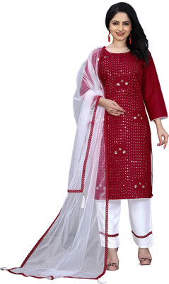 HOUSE OF COMMON Embellished Kurta, Churidar & Dupatta Set