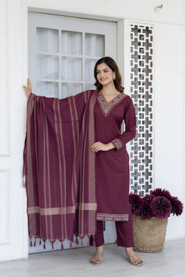 Chafi Collection Embroidered Kurta, Trouser/Pant & Dupatta Set